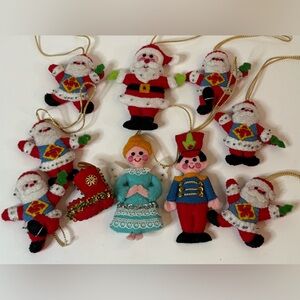10 Vintage Handmade Felt Christmas Ornaments